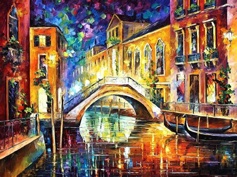 Night In Venice Palette Knife Oil Painting On Canvas By
