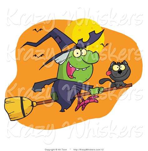 Vector Critter Clipart Of A Wicked Halloween Witch And Her Black Cat