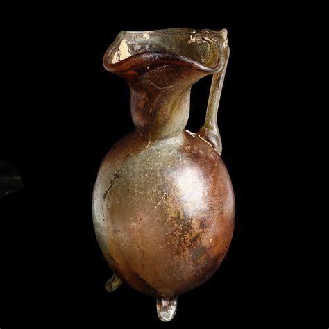 Roman Tri Footed Marbled Glass Jug St James Ancient Art