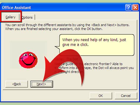 select   office assistant  microsoft office