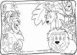 Jungle Coloring Animals Pages Cartoon Printable Kids sketch template