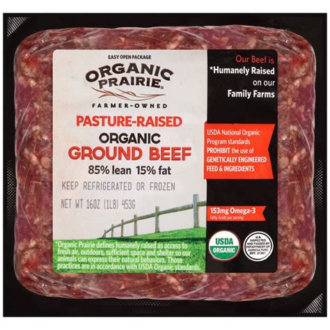 Organic Prairie 85 Lean 15 Fat Organic Pasture Raised Ground Beef 16