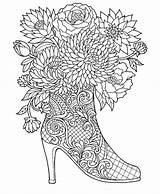 Coloring Pages Adult Books Decades Flowers Boot High Heel Book Adults Shoes Printable Color Colors Flower Freebie Colorit Sheets Make sketch template