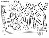 Month Doodles Classroom February Coloring Printables sketch template