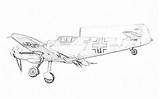 Coloring Ww2 Pages Plane Fighter War Sketch German Ii Planes Bf Jet Filminspector Messerschmitt Sketches Paintingvalley sketch template