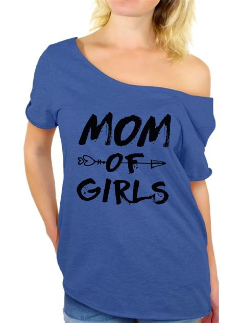 Awkward Styles Womens Mom Of Girls Mothering Graphic Off Shoulder Tops