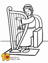 Harp David Playing Coloring Pages Choose Board sketch template