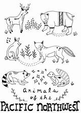 Northwest Animals Pacific Coloring Pages Sketch Society6 Illustrations sketch template