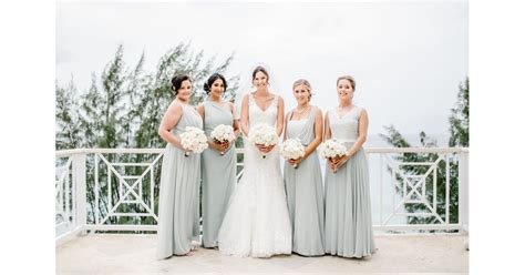 these bridesmaids wore icy gray gowns in different styles bridesmaid