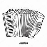 Accordion Coloring Musical Instruments Vector Book Template Illustration Stock Pages sketch template