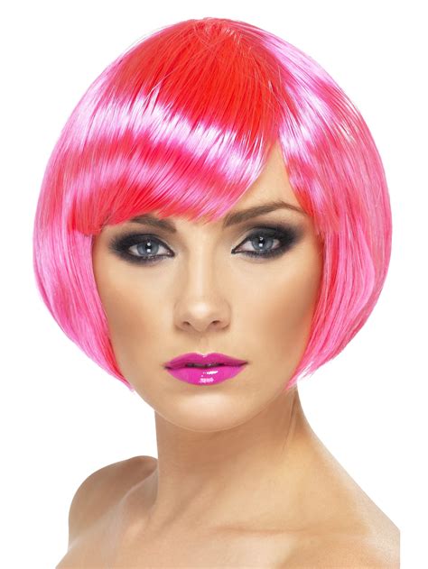 Neon Pink Fancy Dress Bob Wig Hen Party Superstore