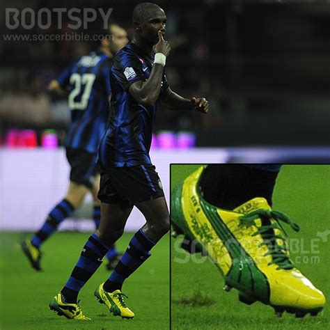 samuel etoo debuts puma  sl lightning football boots soccerbible