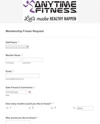 fitness membership freeze form template jotform