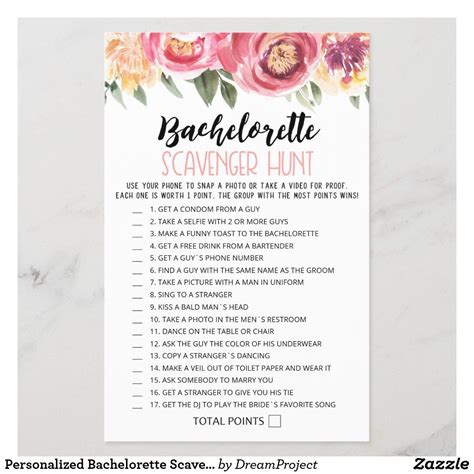 personalized bachelorette scavenger hunt game in 2020