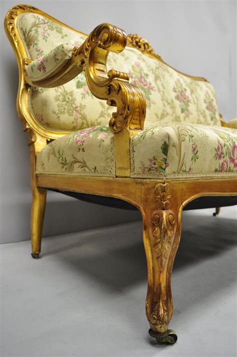 1920s French Louis Xv Style Gold Gilt Settee Loveseat