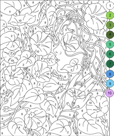 lady color  number  adult coloring page  printable coloring