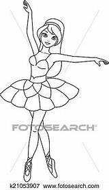 Ballerina Coloring Girl Clip Ballet Clipart Drawings Dancing Illustration Beautiful Fotosearch Search sketch template