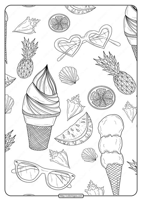 printable summer patterns  coloring page