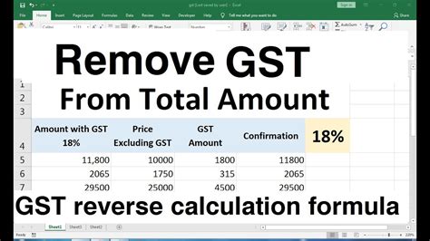 calculate gst amount  total amount  excel youtube