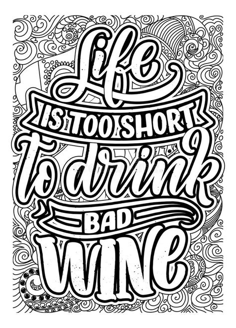 wine inspirational quote coloring pages  adults motivational quotes