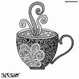 Coffee Coloring Cup Colouring Pages Africana Tea Adult Zendoodle Adults Desenho sketch template