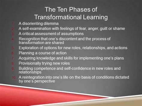 mezirows  phases  transformational learning transformative
