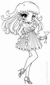 Coloring Pages Yampuff Chibi Deviantart Lineart Naomi Evening Wear sketch template