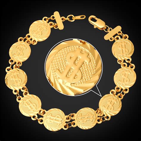 dollar coin bracelet  menwomen cm hand chain goldsilver color