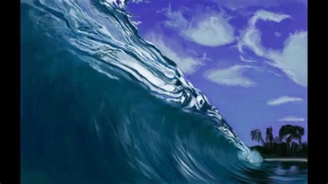draw sea wave  speed painting youtube