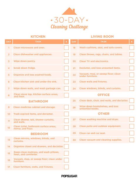 30 day cleaning challenge printable popsugar australia smart living