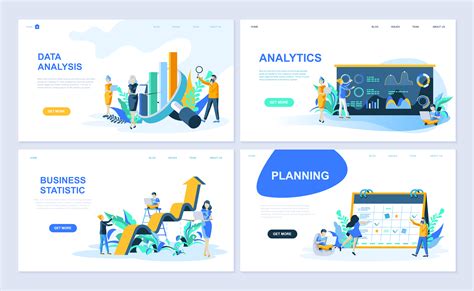 set of landing page template for data analysis analytics business
