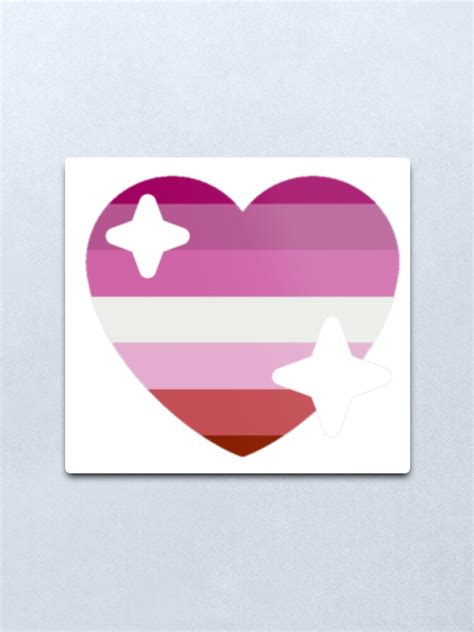 lesbian pride flag sparkle heart emoji metal print for sale by