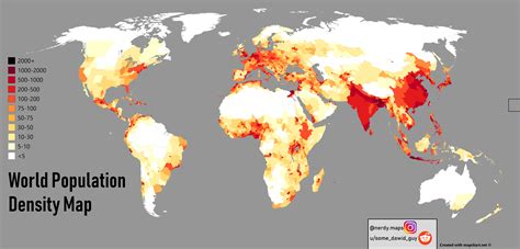 world population density map oc rmapporn