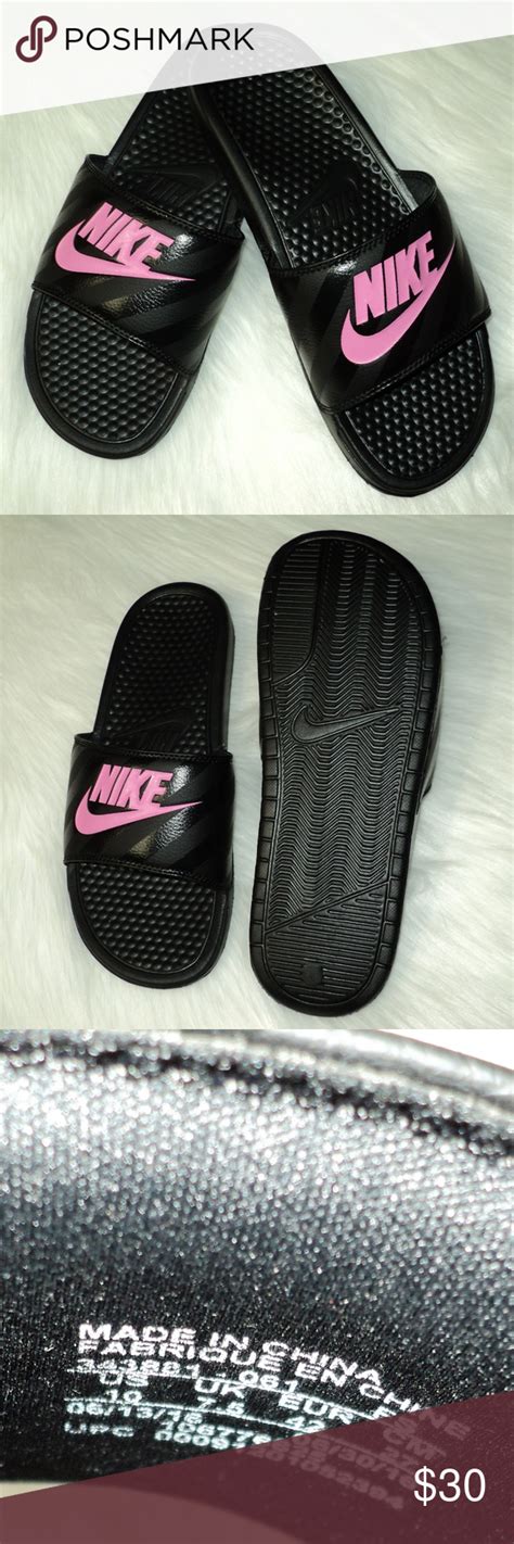 Nike Benassi Jdi Black Vivid Pink Slides Sandals A Very Comfortable