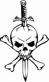 Skull Sword Coloring Bones Two Pages Drawing Printable Skulls Knife Tattoo Zombie Through Stencil sketch template