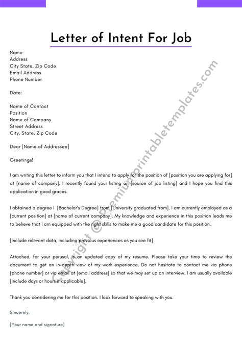 letter  intent   job editable template pack      word