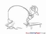 Coloring Fishing Sheets Cartoon Pages Hits Sheet Title Coloringpagesfree sketch template