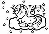 Unicorn Coloring Pages Printable Rainbow Color Girls Adults Hearts Hard sketch template