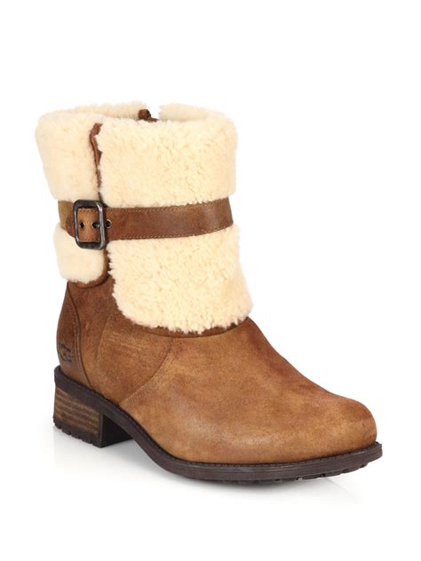 lyst ugg blayre ii shearling cuff suede boots  brown