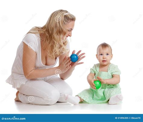 mother   child massage  rubber devices stock image image  colorful background