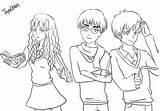Ron Hermione Potter Lineart Img12 Weasley sketch template