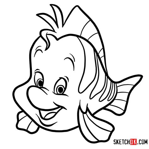 step  step drawing guide  flounder  disneys