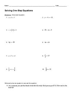 step equation practice worksheet  kathryn smith tpt