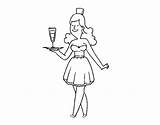 Cameriera Camarera Dibujo Coloringcrew Waitress Acolore sketch template