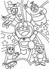 Doraemon Nobita Coloring Shizuka Giant Pages Suneo Together Happy Netart sketch template