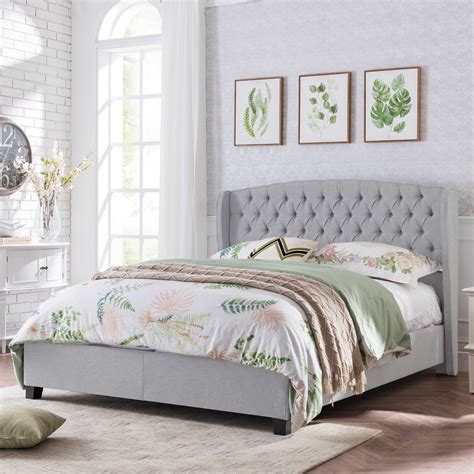 twilight fully upholstered king size platform bed frame  profile