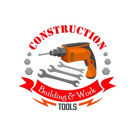 construction building work tools sign stock vector illustration