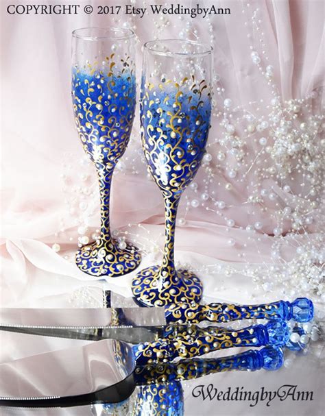 Royal Blue Wedding Glasses Blue Wedding Wedding Champagne Etsy