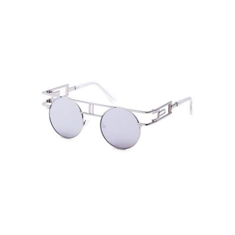 shein sheinside white metal frame cutout mirrored round sunglasses 8