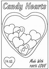 Coloring Heart Valentine Pages Valentines Candy Hearts Children Kids sketch template